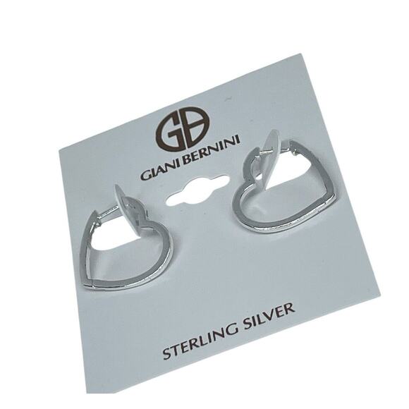 Sterling Silver Heart Hoop Earrings Chic Trendy Fashion Stylish Minimal NWT - Picture 11 of 12